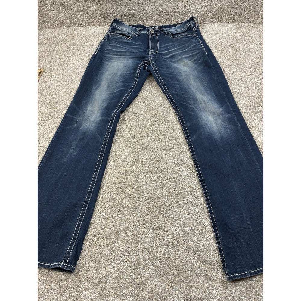 SALVAGE MAYHEM BUCKLE ‎ SLVG Regular Boot Cut Denim Blue Jeans 33L #0415 - Picture 2 of 13